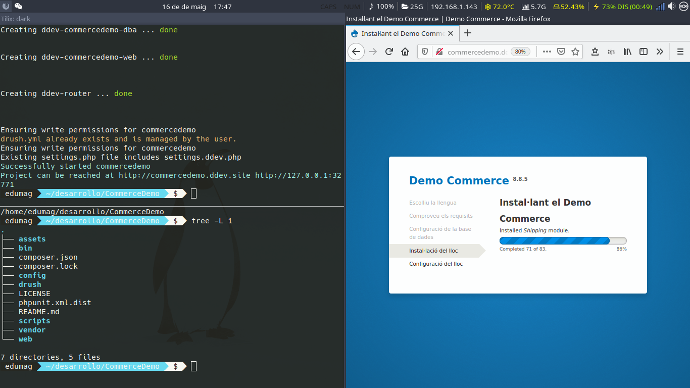 Instalación drupal commerce demo con ddev